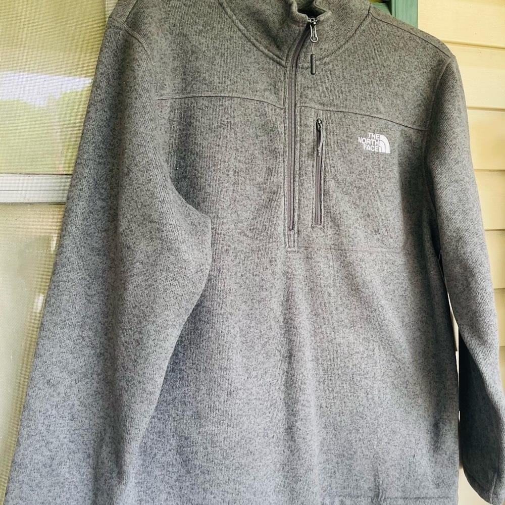 The North Face Grey Full Zip Mock Neck Winter Fleece Hiking Jacket Mens